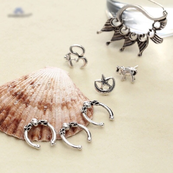 'Reincarnation' 7pcs Moon Star Feather Earring Set - Picture 2 of 8